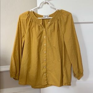 Floral Embroidered Smocked-Neck Raglan Top